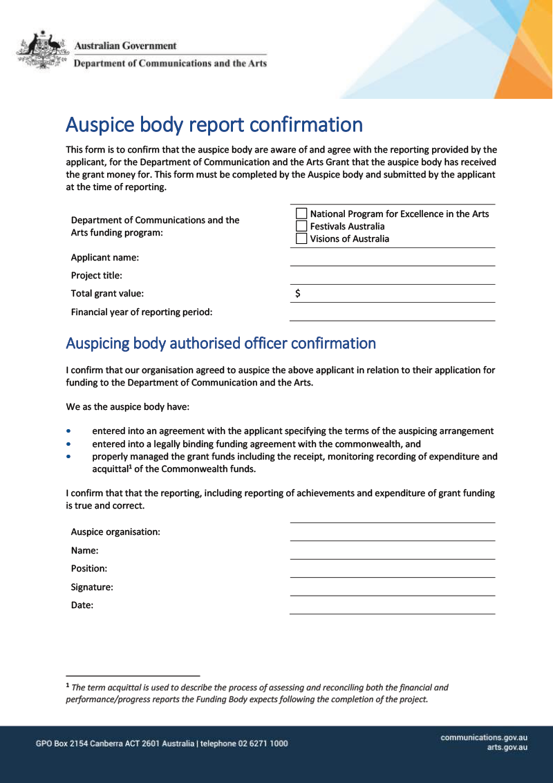 Auspice body report confirmation