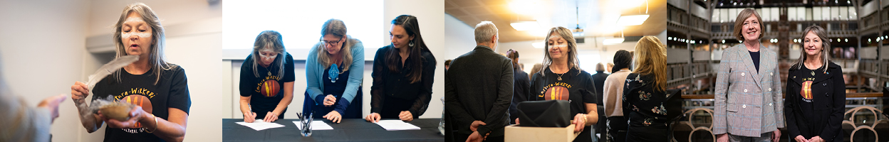 Images of the ceremony when returning the ancestors back home to Australia.