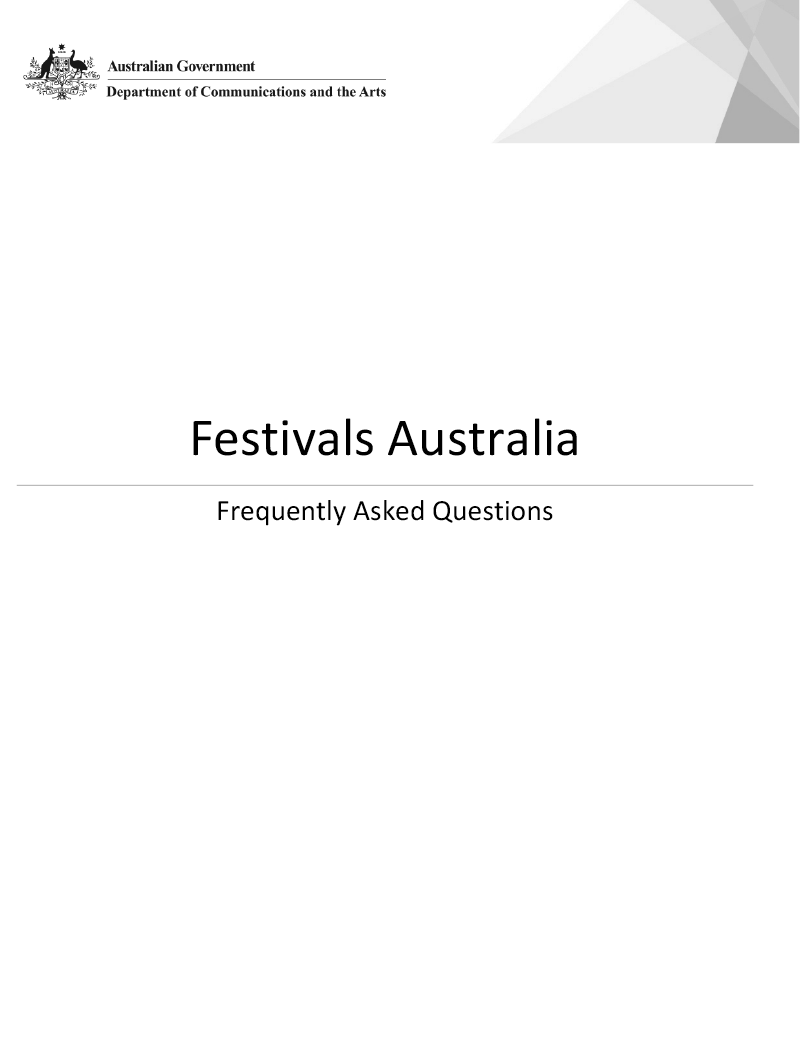 Festivals Australia Frequently Asked Questions