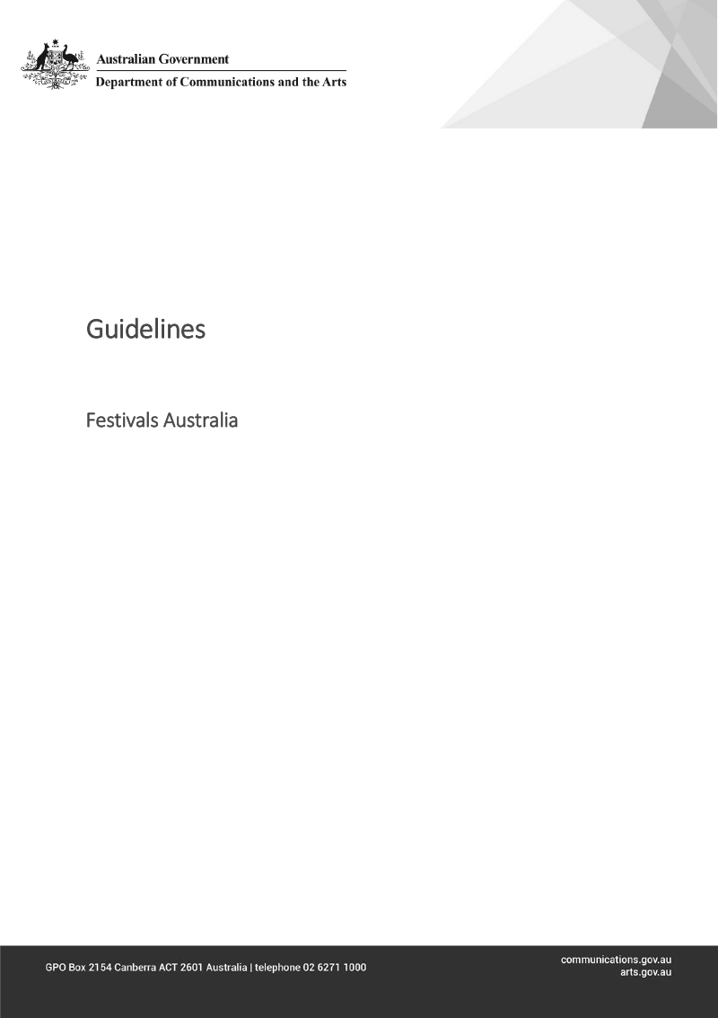 Festivals Australia program guidelines
