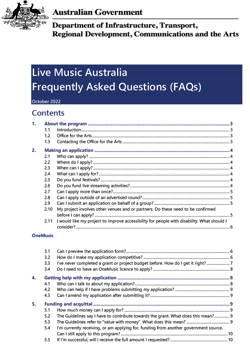 Live Music Australia Frequently Asked Questions (FAQs)