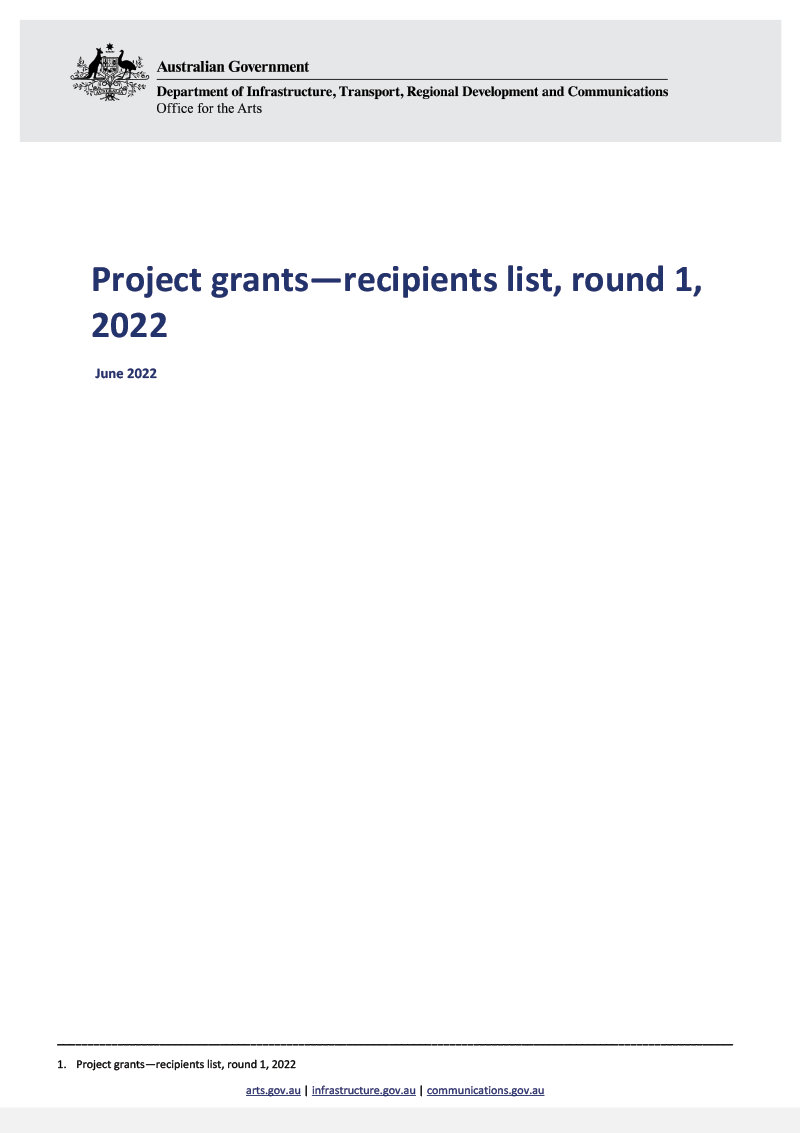 Project grants—recipients list, round 1, 2022
