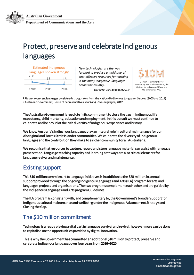 Fact sheet - Protect, preserve and celebrate Indigenous languages