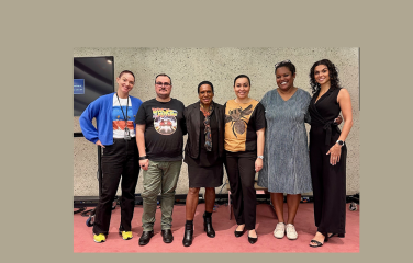 A line of First Nations people who attended the Brisbane community engagement session posing for a photo.