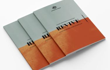 Three copies of Revive fanned out in a display.