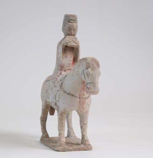 Tang Dynasty polychrome horse and rider. Photo: Department of Infrastructure, Transport, Communications, Regional Development and the Arts.