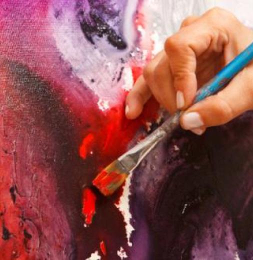 Image of a fine art painting in studio.