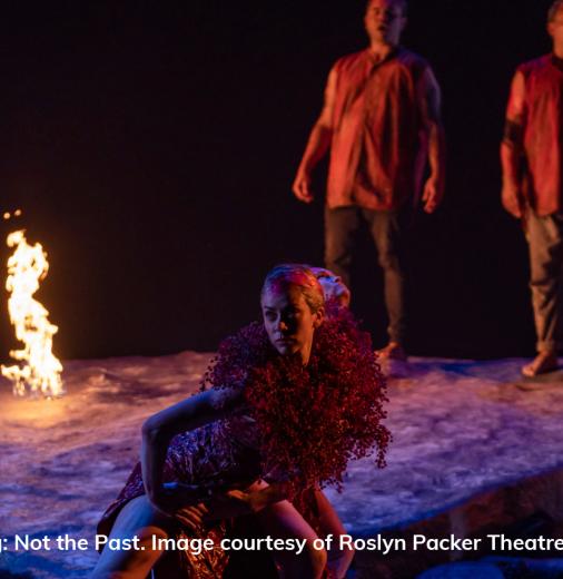 Bangarra dancers on stage performing Wudjang: Not the Past. 