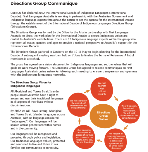 International Decade of Indigenous Languages—First Communique