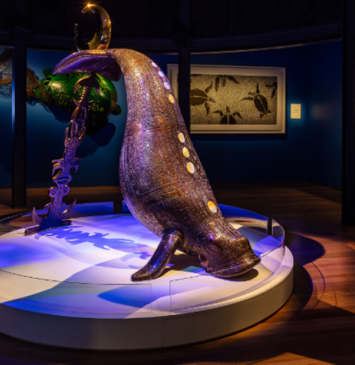 Mariw Minaral Exhibition by Alick Tipoti, Australian National Maritime Museum. Photo by Andrew Frolows.