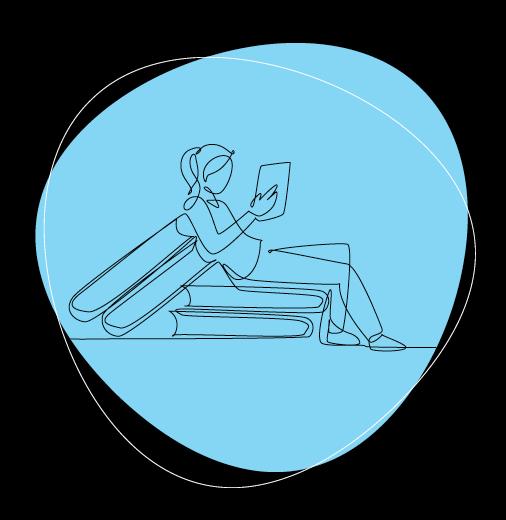 Tile—Lending Rights—drawing of sitting on pile of books