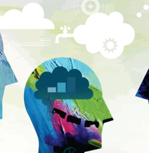 Vector illustration depicting power of mind. The illustration is made from vectorized elements took from two different acrylic paintings and some other vector elements.