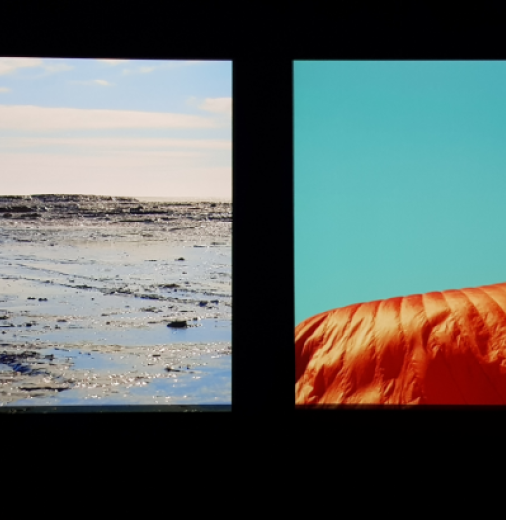 Image credit: Video installation ‘You don’t need me to tell you’ (by Kate Scardifield, 2022) from Pliable Planes: Expanded Textiles & Fibre Practices exhibition at Art Gallery of Ballarat.