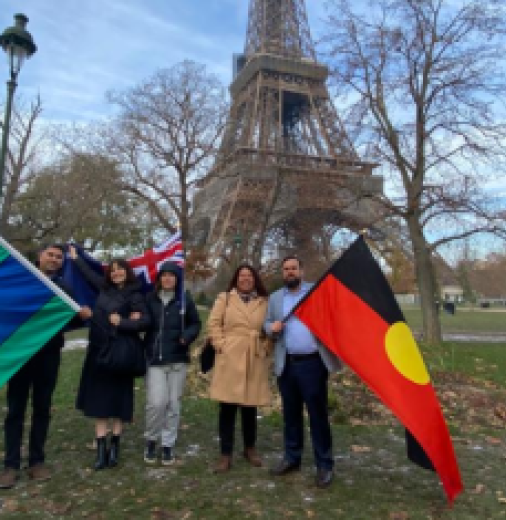 Australian Delegation representing the Aboriginal and Torres Strait Islander flags
