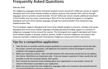 Tips for a competitive application and Frequently asked questions on the Indigenous Languages and Arts Program.