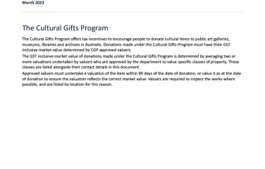 Cultural Gifts Program - Approved Valuers