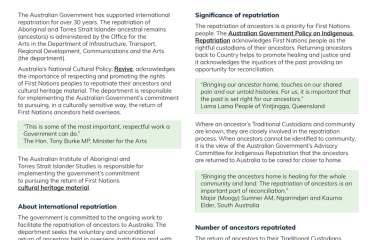Fact sheet: International repatriation of Aboriginal and Torres Strait Island ancestors