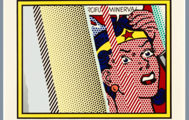 Image of Roy Lichtenstein’s art print Reflections on Minerva. Roy Lichtenstein, Tyler Graphics, Swan Engraving Co., Kenneth Tyler, John Fulton, Paul Stillpass, Lee Funderburg, Kevin Falco, Richard Karnatz, Michael Mueller, John Hutcheson, Jim Lefkowitz, Reflections on Minerva, 1990, National Gallery of Australia, Kamberri/Canberra, purchased with the assistance of the Orde Poynton Fund 2002, © Estate of Roy Lichtenstein/Copyright Agency