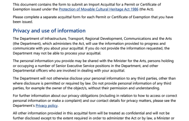 Import Acquittal for Permits and Certificates of Exemption - July 2022
