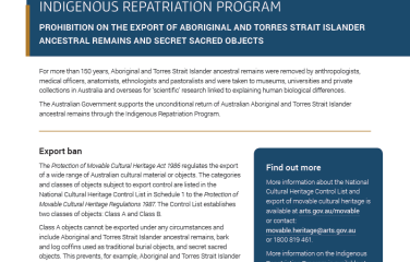 Fact sheet—prohibition on the export of Aboriginal and Torres Strait Islander ancestral remains and secret sacred objects