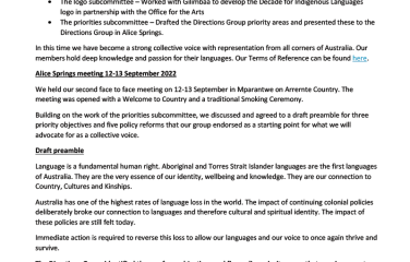 International Decade Of Indigenous Languages—Second Communique—September 2022