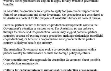 Guidelines for entering audiovisual co-production arrangements