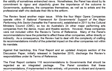 National Opera Review Final Report Executive Summary