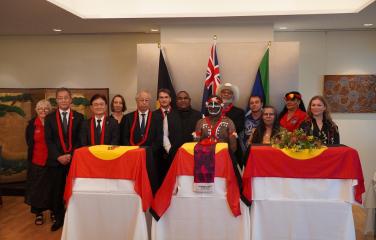 The repatriation delegation with Japanese institution representatives and the Australian Ambassador. Photo courtesy of the Australian Embassy, Tokyo.