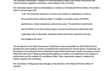 Outstanding Government response—Senate Environment and Communications Legislation Committee—Annual Reports (No.1 of 2016)