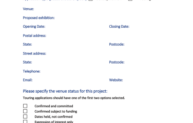 Visions of Australia Venue Confirmation Form
